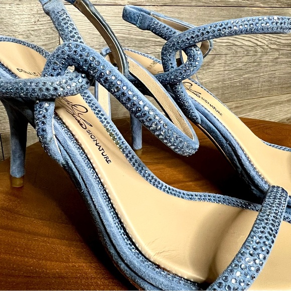 NWOT🆕✨Sparkly, Strappy Blue Suede Heels (NEW, Never Worn) - Picture 3 of 12